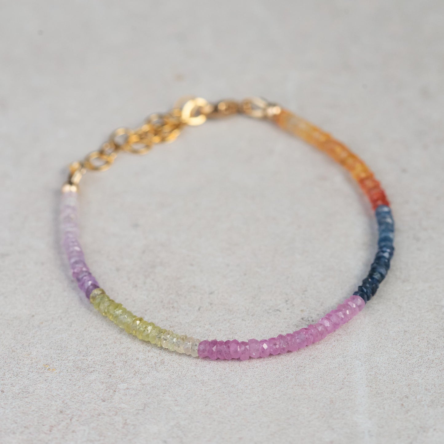 Multi Sapphire Rainbow Bracelet - 14K gold filled