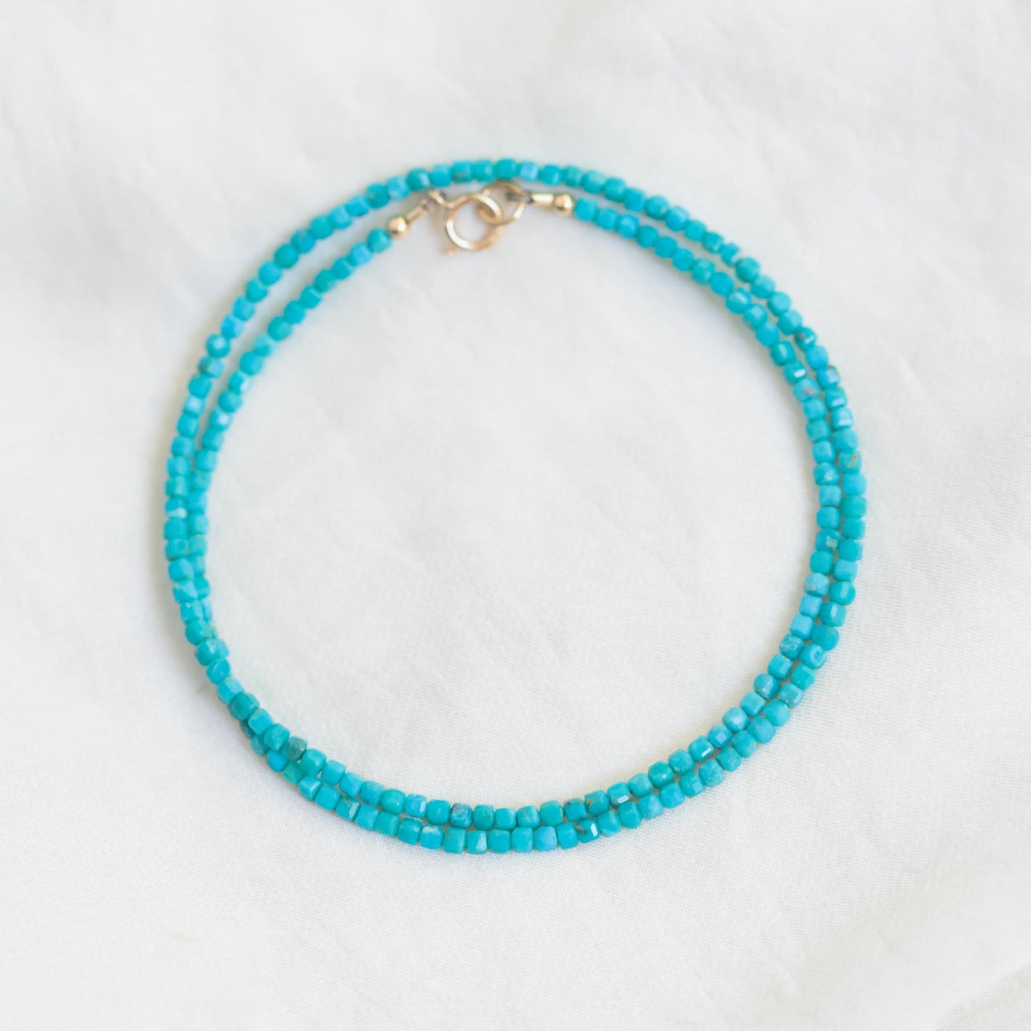 Turquoise Cube Necklace - 14K