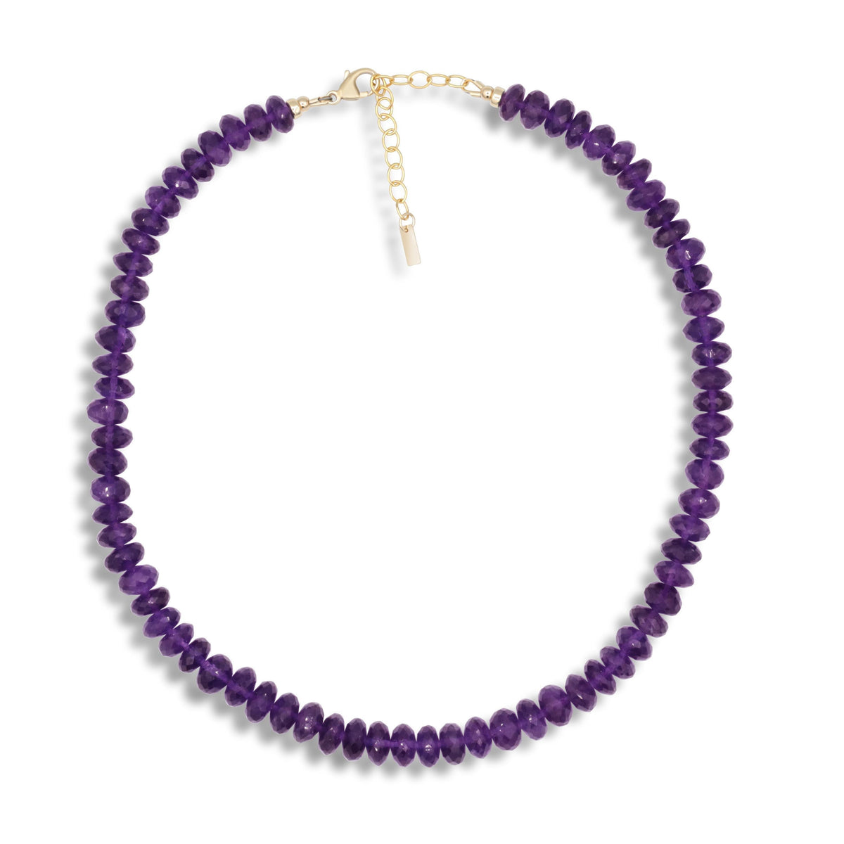 Faceted African amethyst statement necklace with multiple purple gemstone beads, designed by Earthly Abundance.