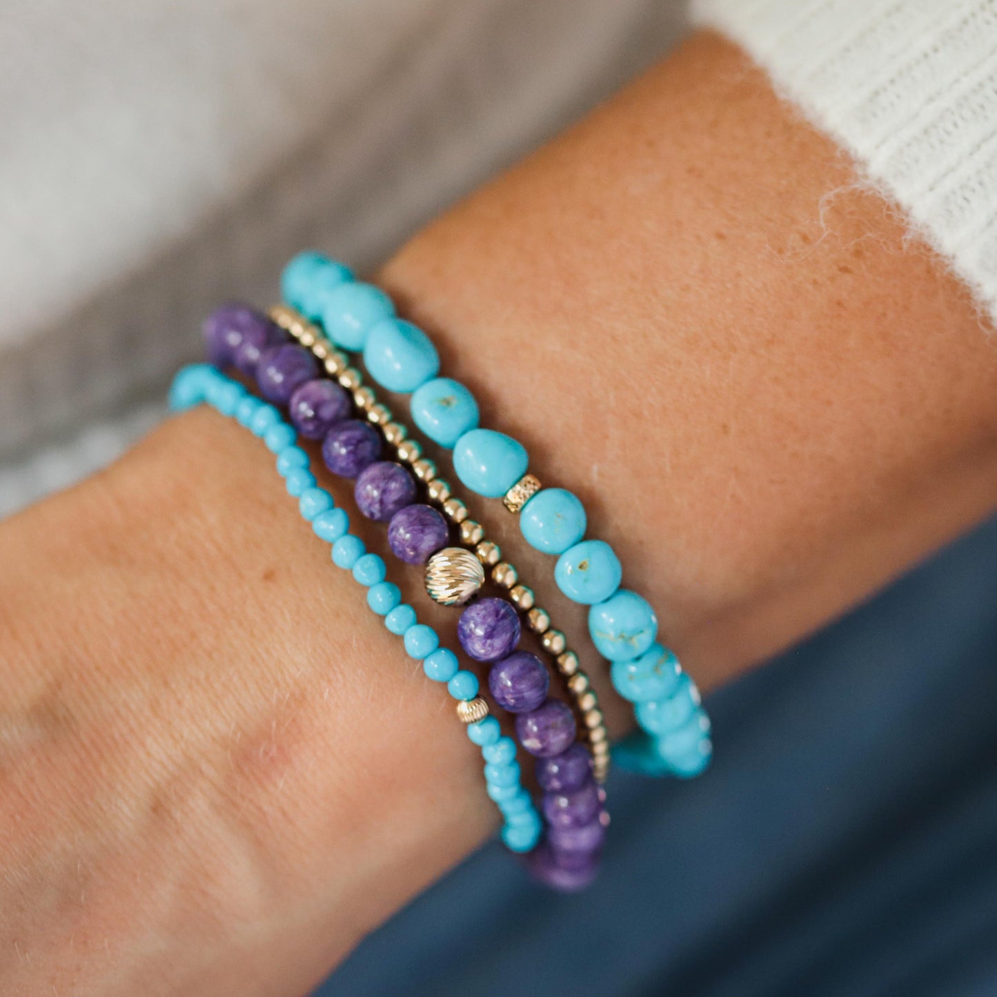 Sleeping Beauty Nugget Stretch - 14K