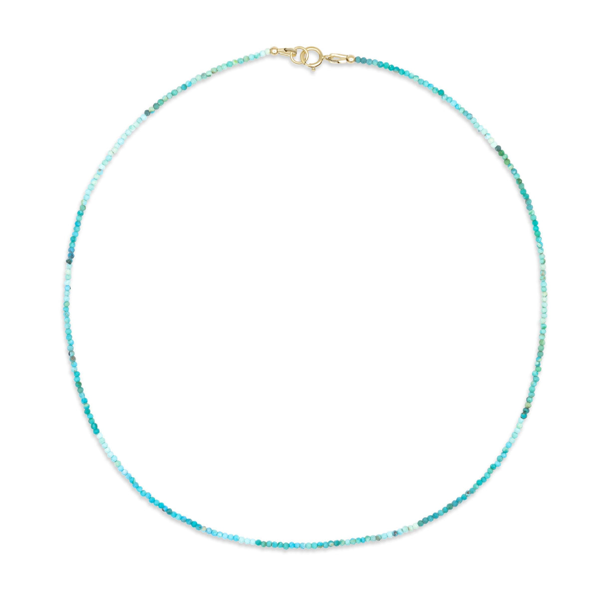 Turquoise 14K gold necklace from Earthly Abundance Jewelry featuring a vibrant turquoise pendant on a delicate chain.