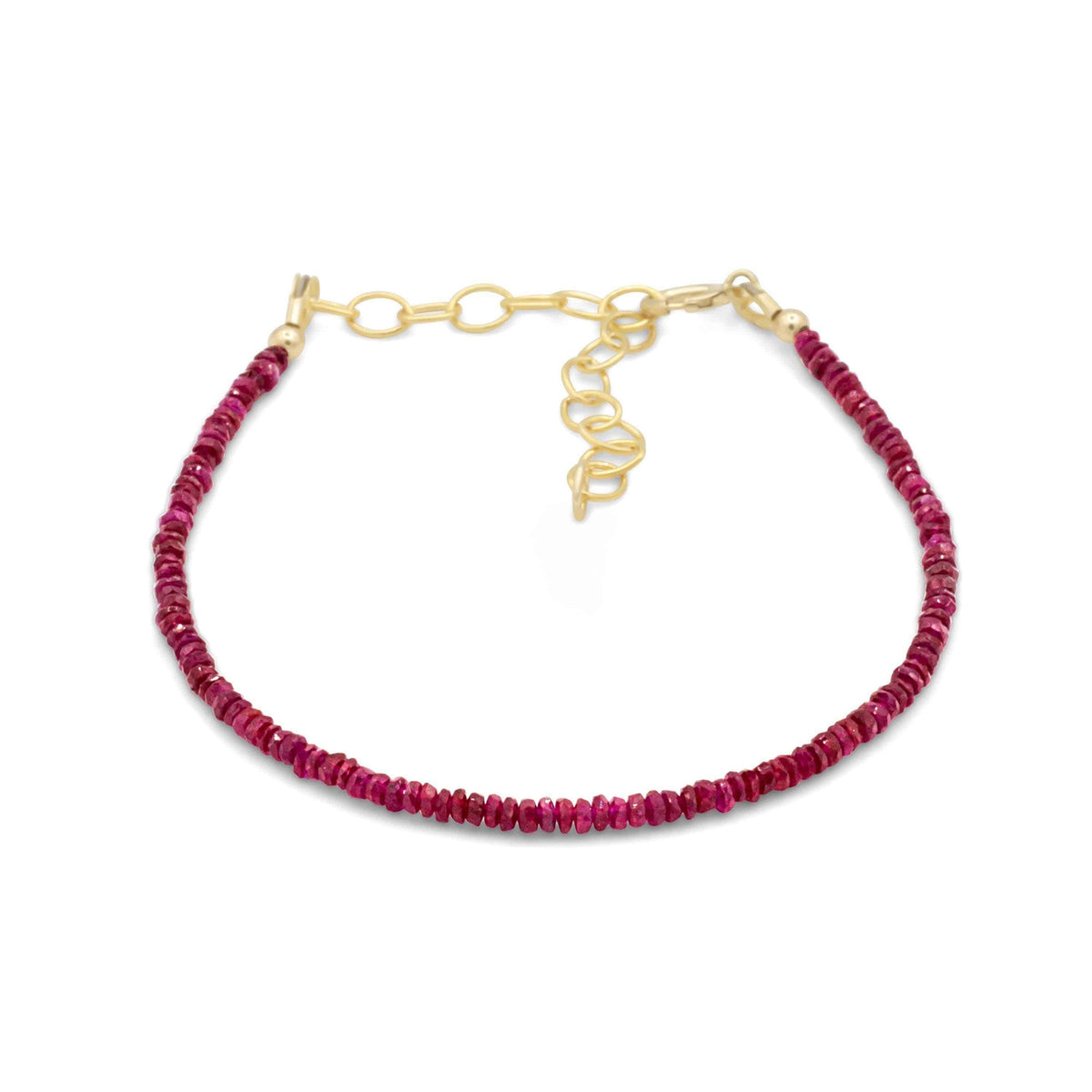 Carmine Longido Ruby bracelet by Earthly Abundance featuring vibrant red ruby beads on a delicate chain.