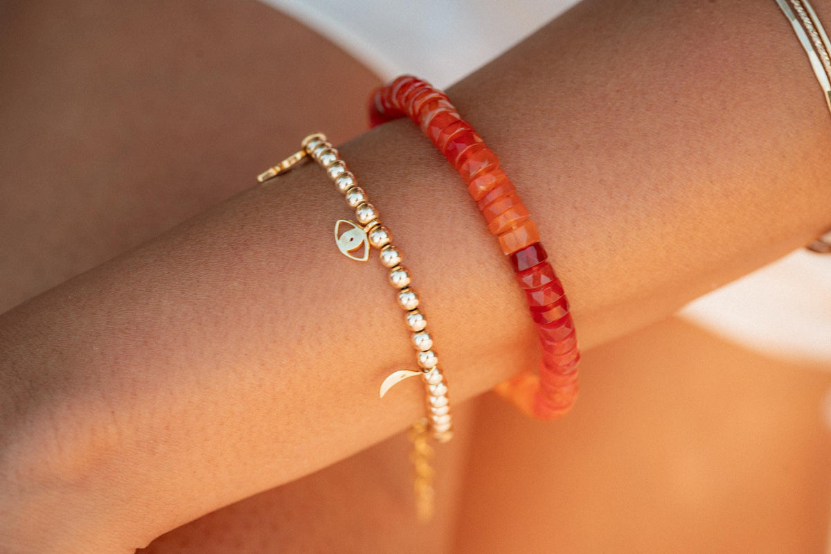 Fiery Joy Carnelian Heishi Bracelet