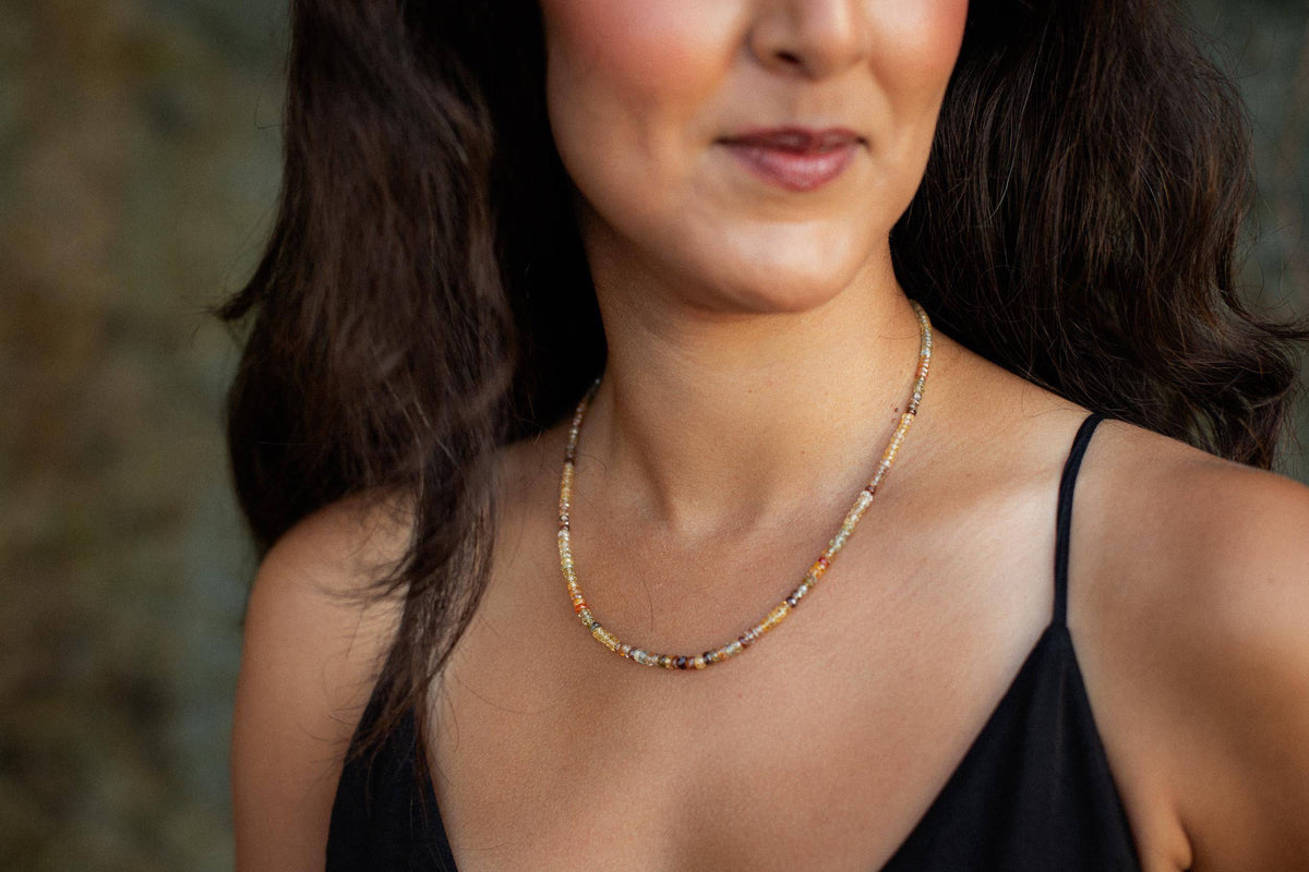 Earthly Abundance Jewelry zircon necklace featuring sparkling zircon stones on a delicate chain.