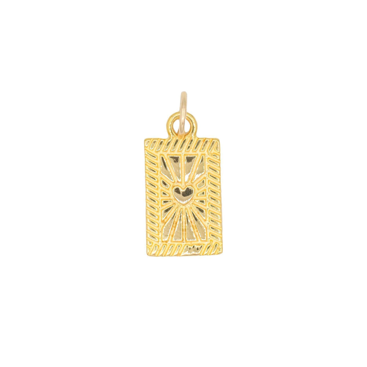 Gold vermeil pendant featuring intricate design, from Earthly Abundance, displayed on a neutral background.