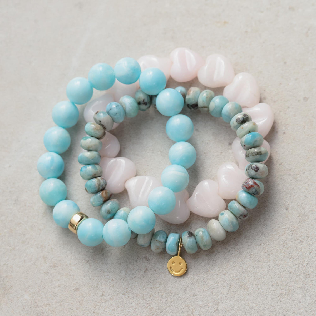 Marisol Hemimorphite bracelet with 14K gold accents from Earthly Abundance, featuring vibrant blue-green semi-precious stones.