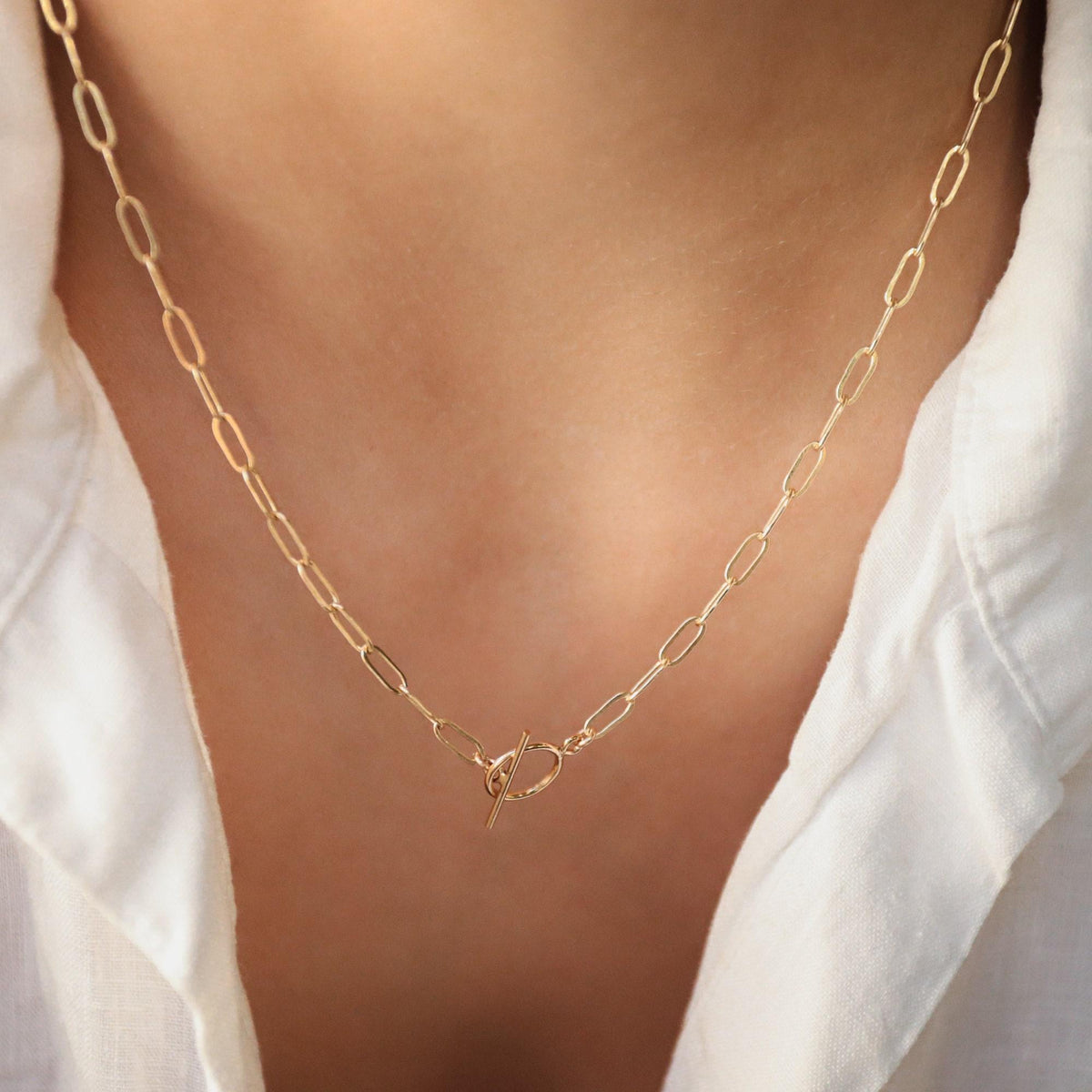 14K gold filled Everyday Gold Necklace by Earthly Abundance, featuring a delicate chain on a neutral background
