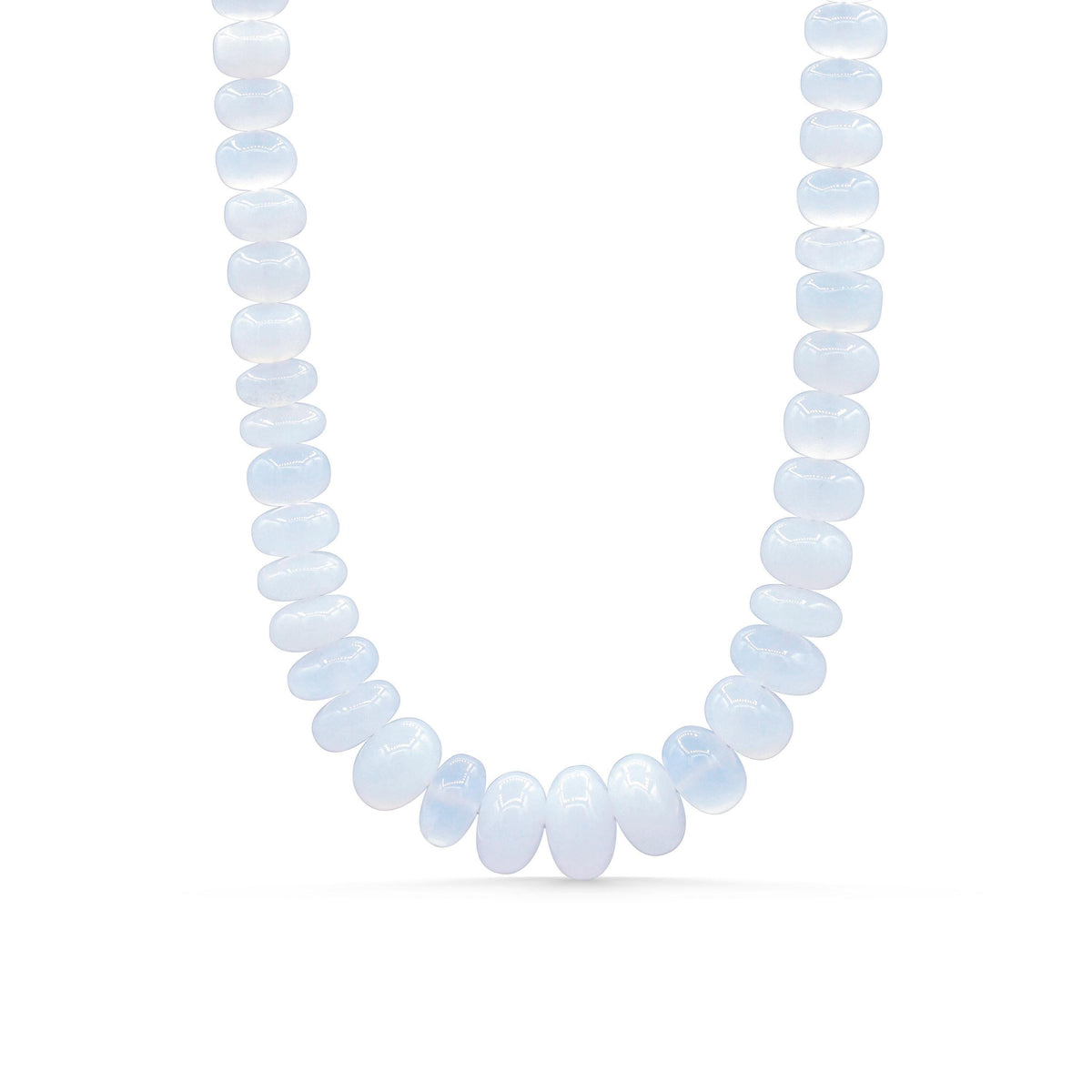 Lavender chalcedony necklace by Earthly Abundance featuring a smooth, oval-shaped lavender gemstone pendant on a delicate chain.