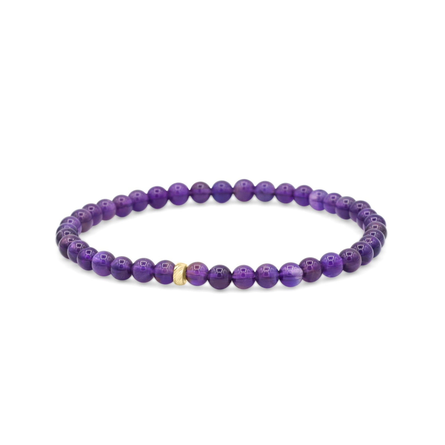 Amethyst bracelet by Earthly Abundance Jewelry featuring polished purple amethyst stones on a 14K gold bracelet.