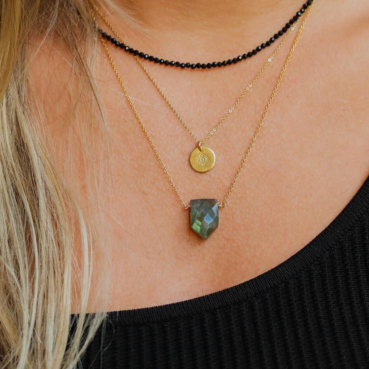 Labradorite Iridescent. power pendant Necklace