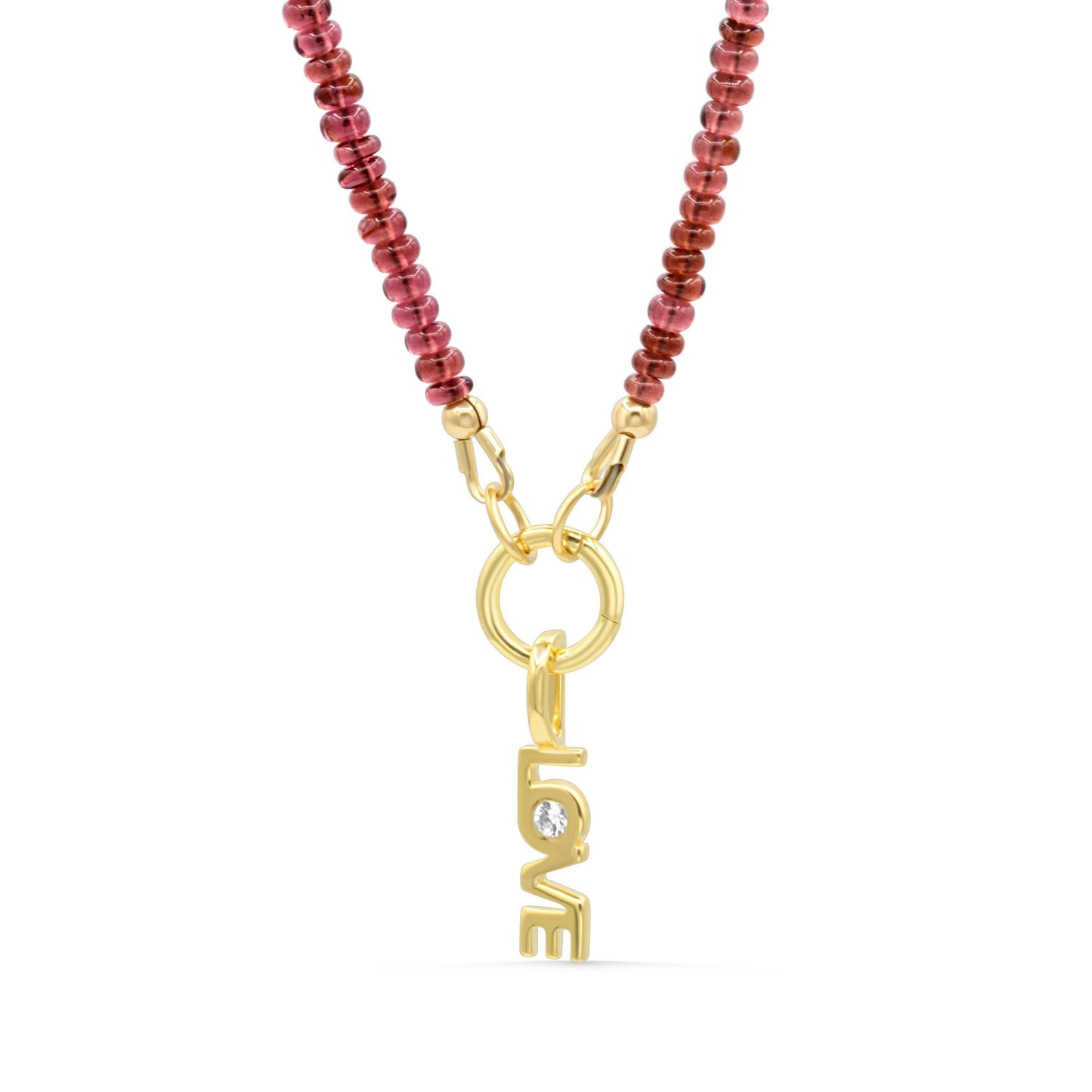 Earthly Abundance Garnet Love Necklace featuring a deep red garnet pendant on a silver chain.
