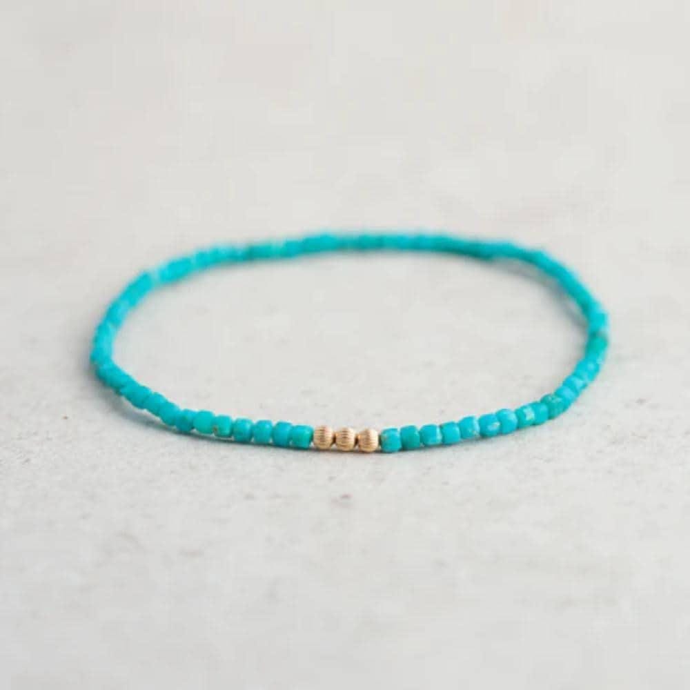 Turquoise Cube Bracelet - 14K Gold Filled