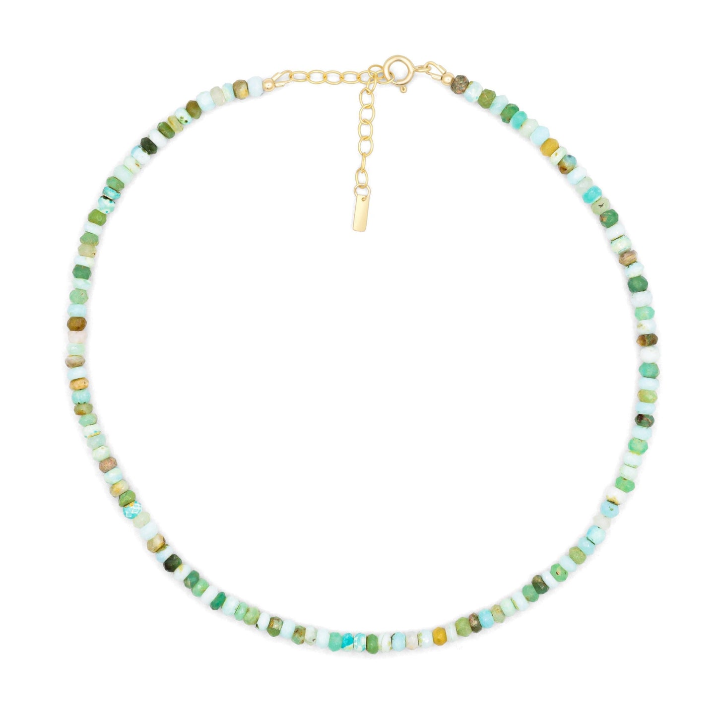 Peruvian opal necklace with 14K gold-filled chain from Earthly Abundance, showcasing the vibrant, polished gemstone pendant.