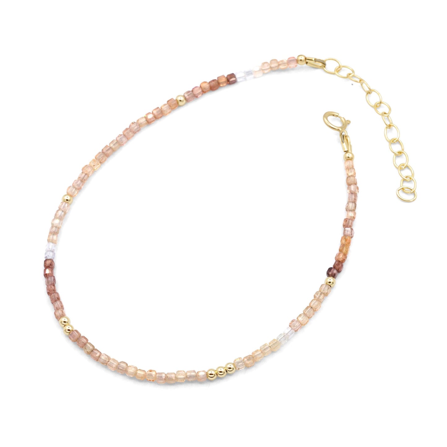Earthly Abundance zircon cube anklet featuring small sparkling zircon stones on a delicate silver chain.
