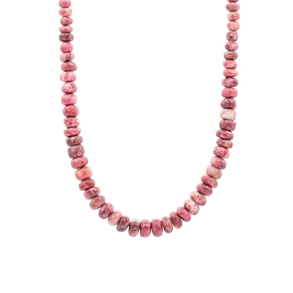 Pink Thulite beaded necklace by Earthly Abundance featuring vibrant pink beads and a delicate strand.
