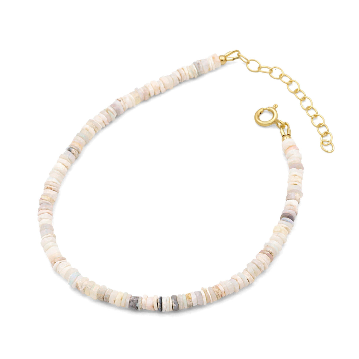 Earthly Abundance Australian Opal anklet featuring sparkling opal stones on a delicate silver chain.