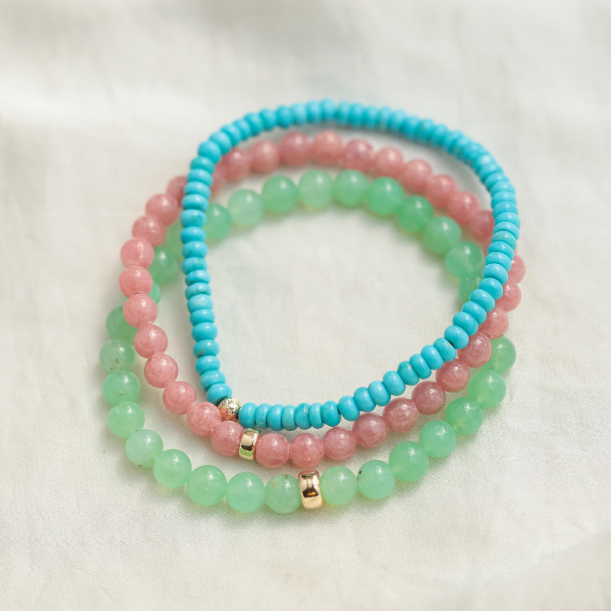 Lime Light Chrysoprase bracelet by Earthly Abundance featuring vibrant green stones on a delicate silver chain.