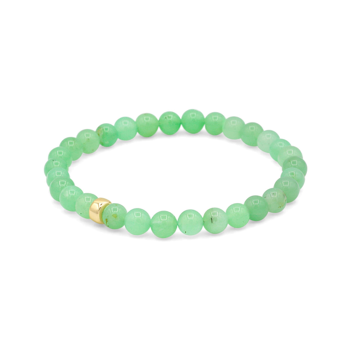 Lime Light Chrysoprase bracelet featuring polished green gemstone beads from Earthly Abundance.