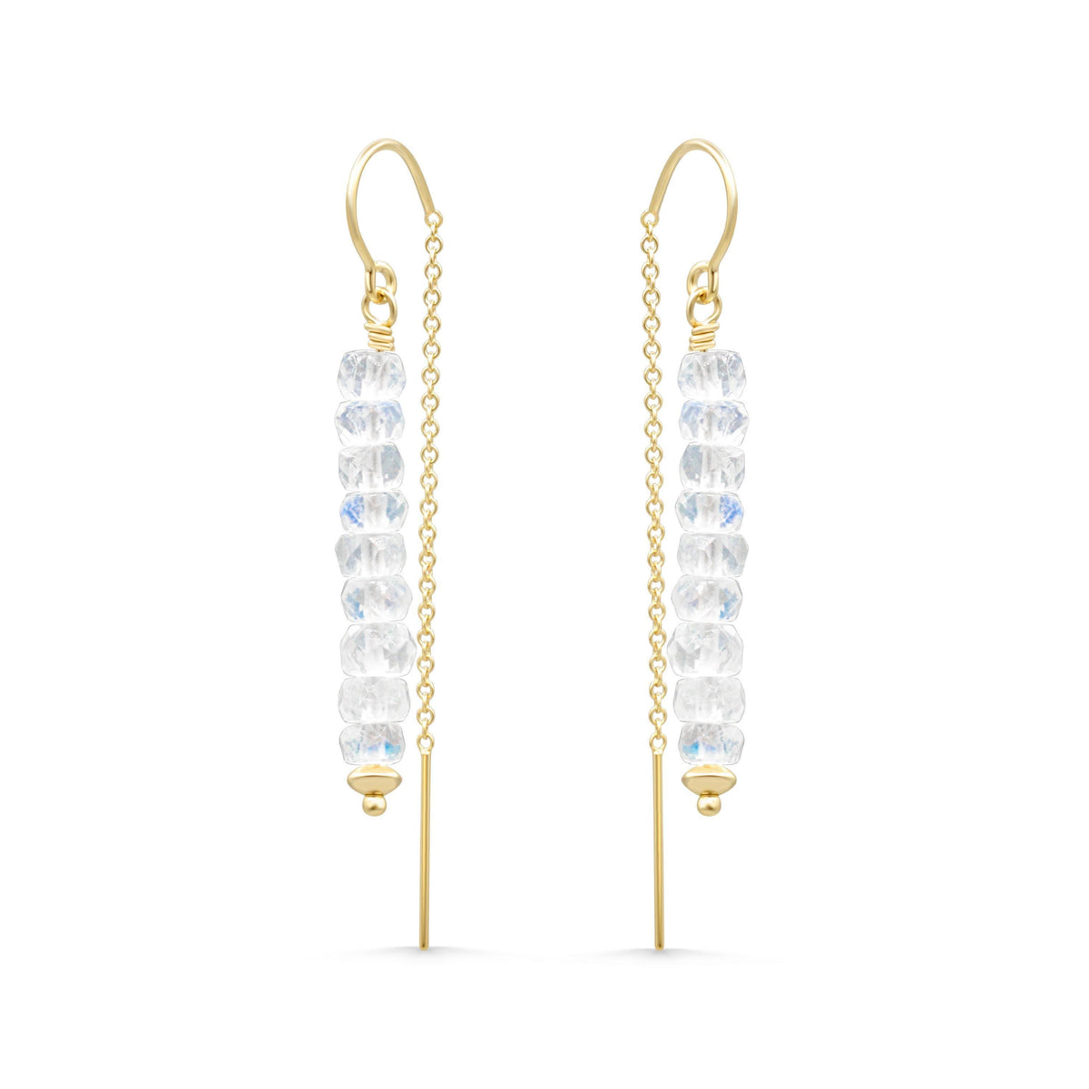 Rainbow moonstone threader earrings