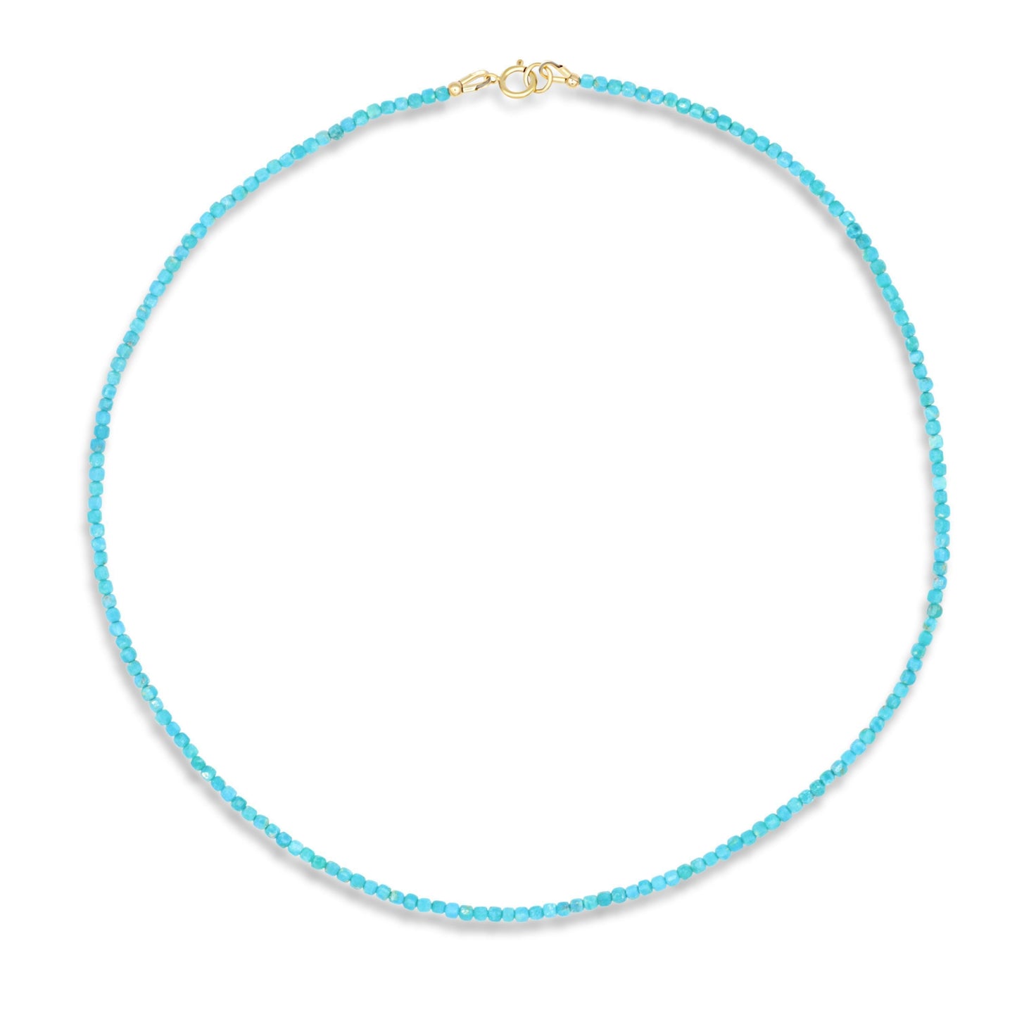 Turquoise Cube Necklace - 14K