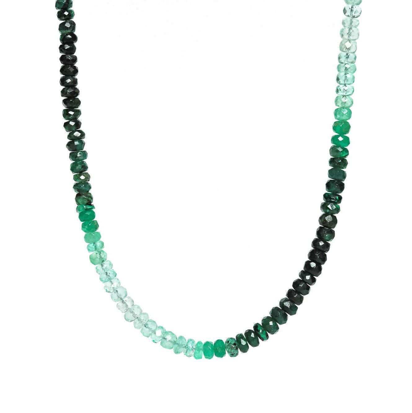 Ombre emerald necklace by Earthly Abundance Jewelry featuring layered green gemstone beads on a delicate chain.