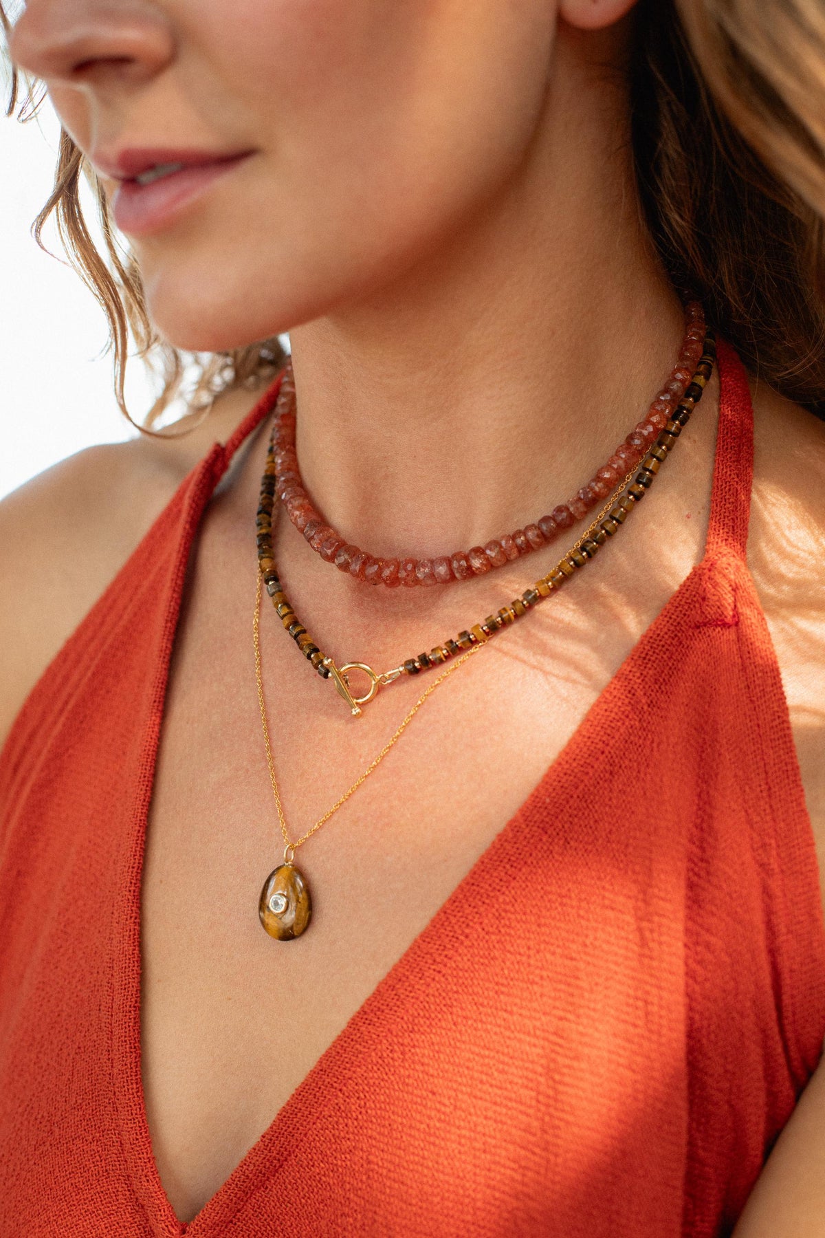 Tiger's eye toggle necklace