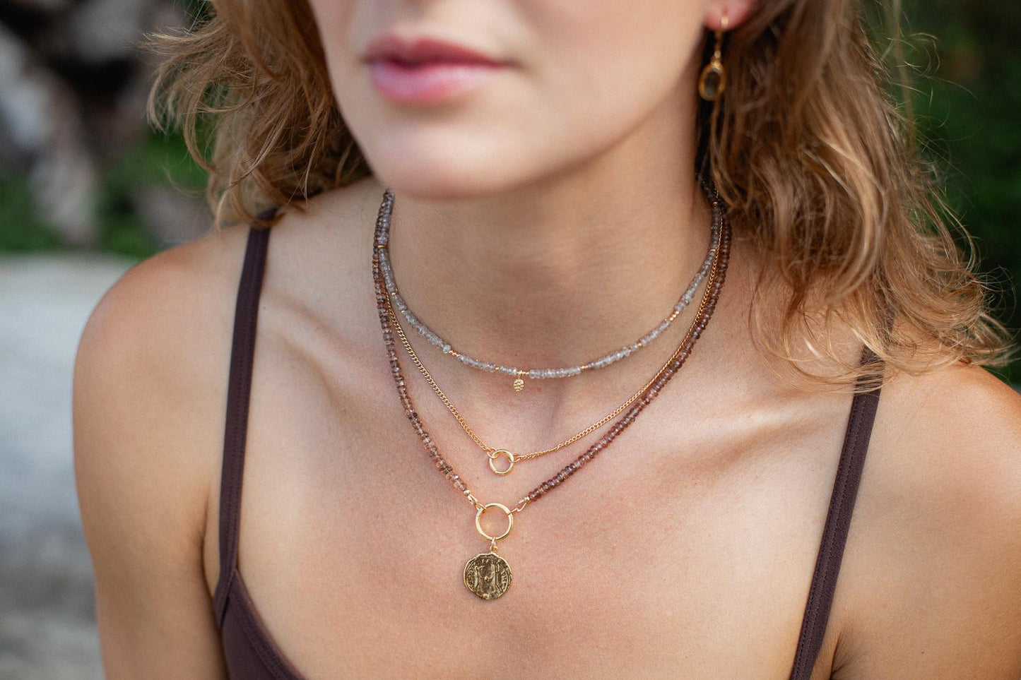 Zircon Charm Necklace - 14K