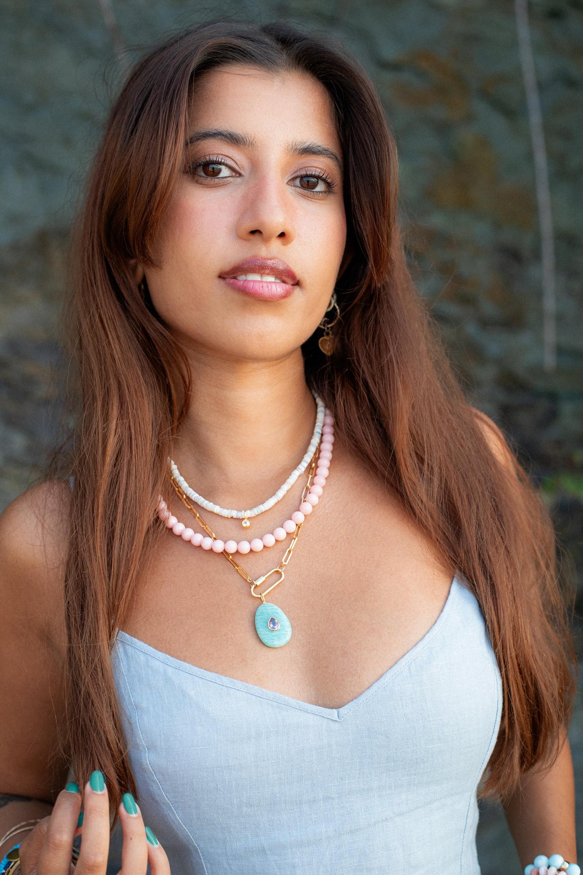Australian opal and white topaz necklace featuring a sparkling gemstone pendant on a delicate chain, by Earthly Abundance.
