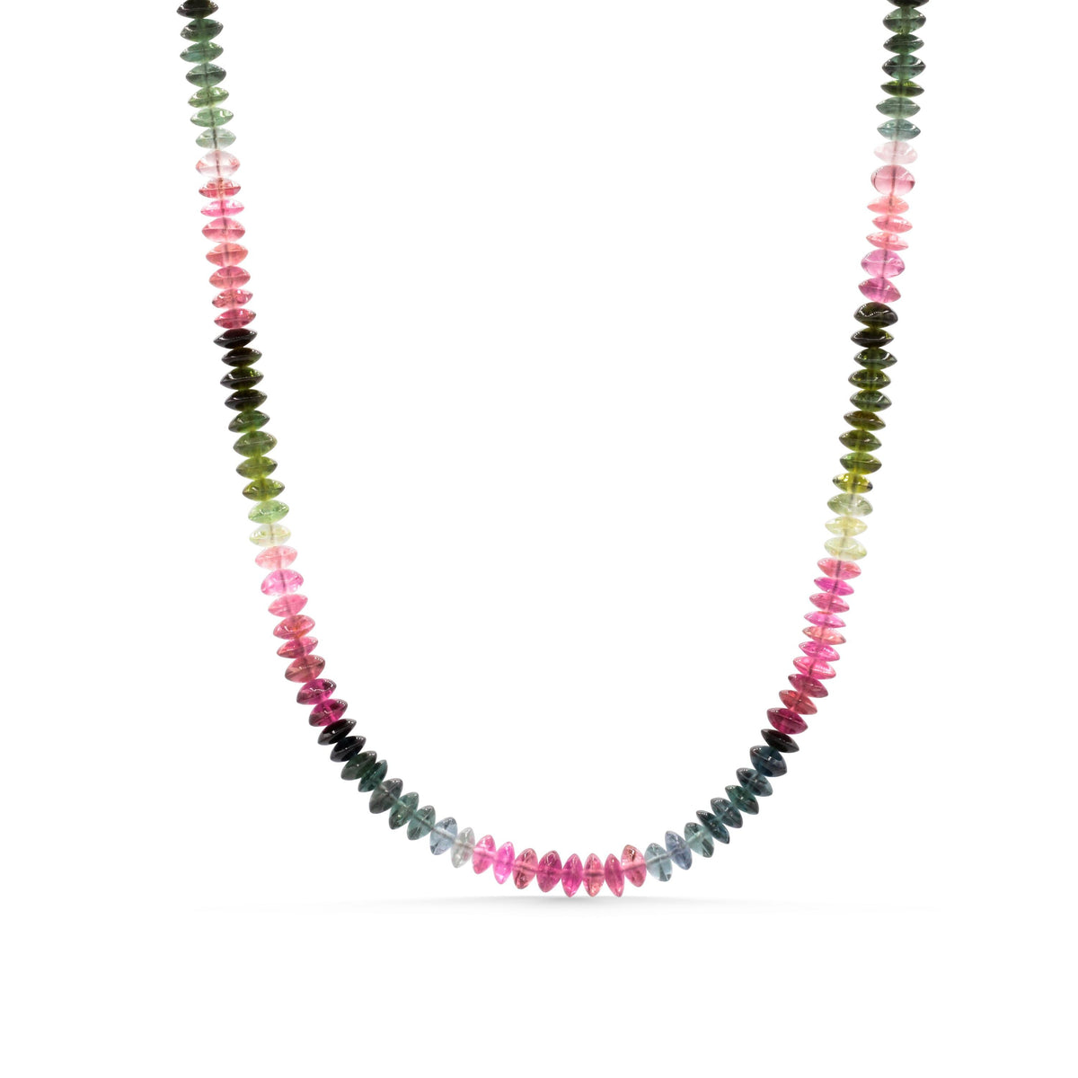 Mixed tourmaline beaded necklace featuring colorful gemstone beads from Earthly Abundance.
