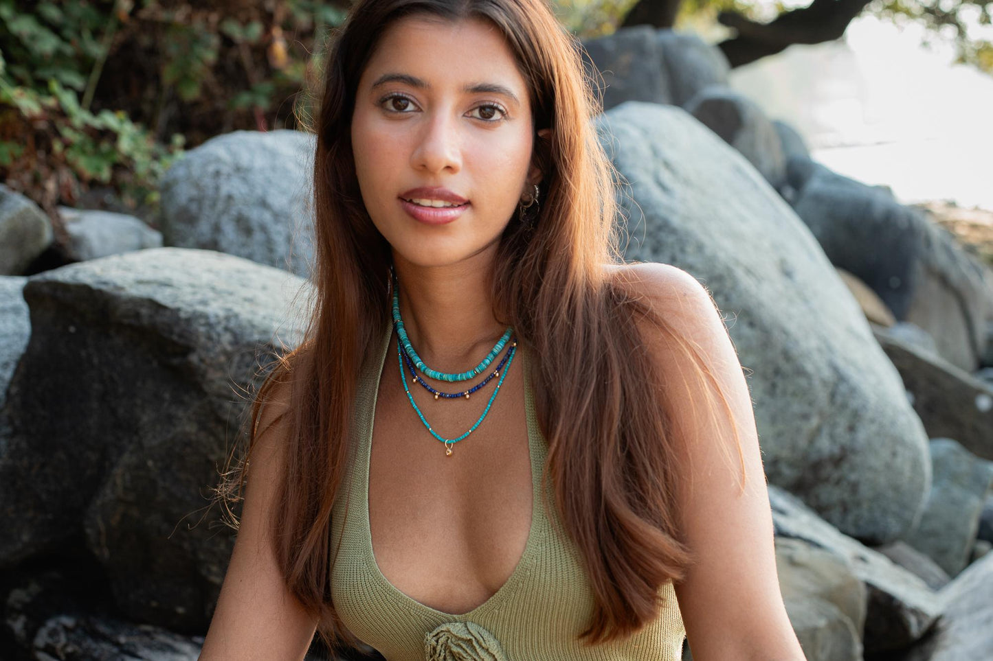 Effortless beauty turquoise beaded necklace