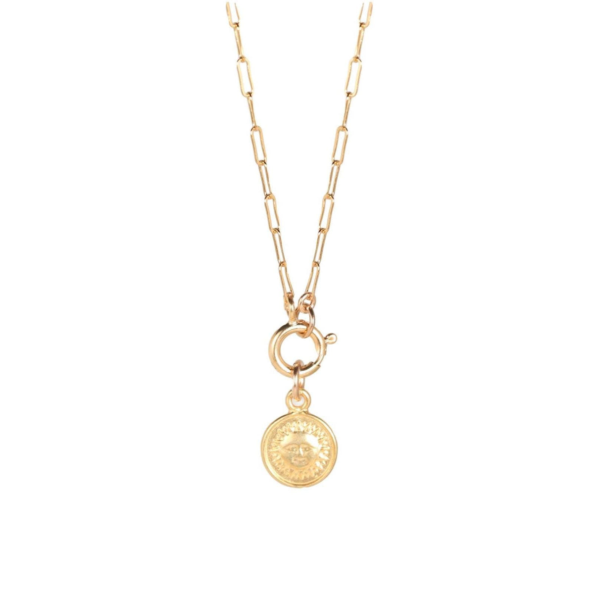 14K gold filled reversed paperclip necklace from Earthly Abundance Jewelry, featuring sleek, interconnected paperclip links.