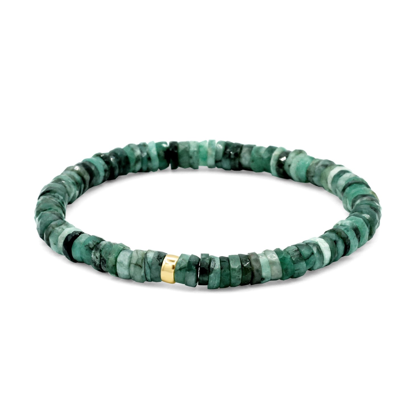 Emerald Heishi bracelet by Earthly Abundance featuring small green stone beads on a delicate string.