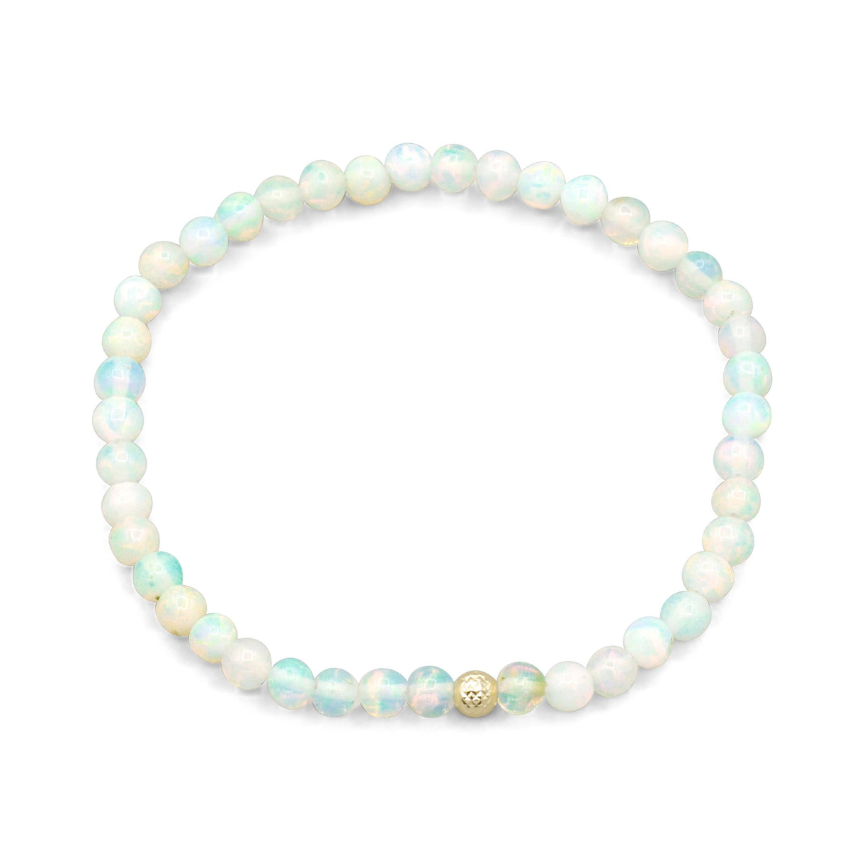 Ethiopian Opal Pyramid Bracelet with 14K gold setting from Earthly Abundance, featuring a pyramid-shaped opal centerpiece.