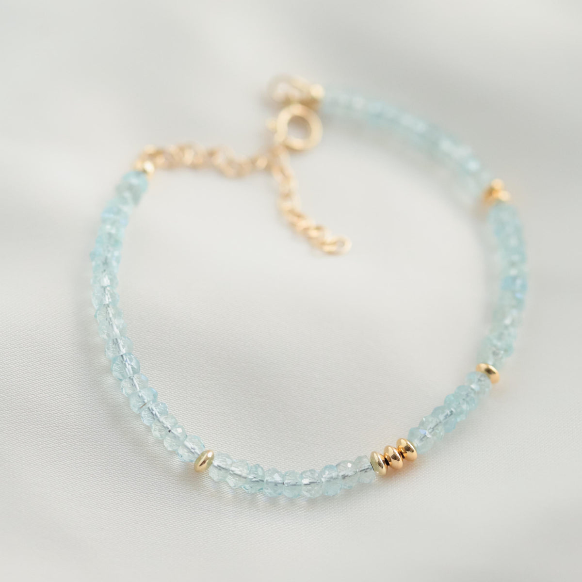 Aquamarine Bracelet | dainty tiny Aquamarine beaded bracelet | Aquamarine gold bracelet | genuine Aquamarine | Aquamarine 3mm