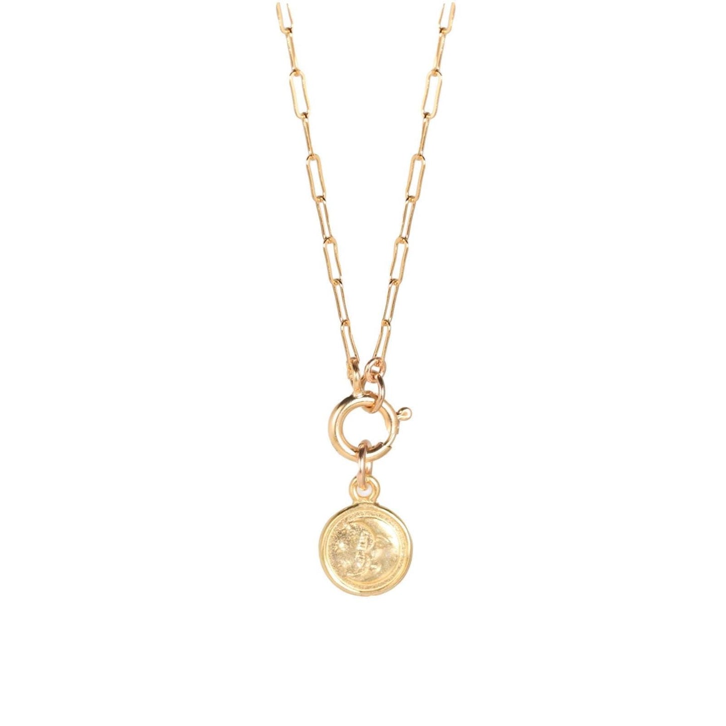 14K gold filled reversed paperclip necklace by Earthly Abundance Jewelry featuring sleek, shiny paperclip links on a delicate chain.