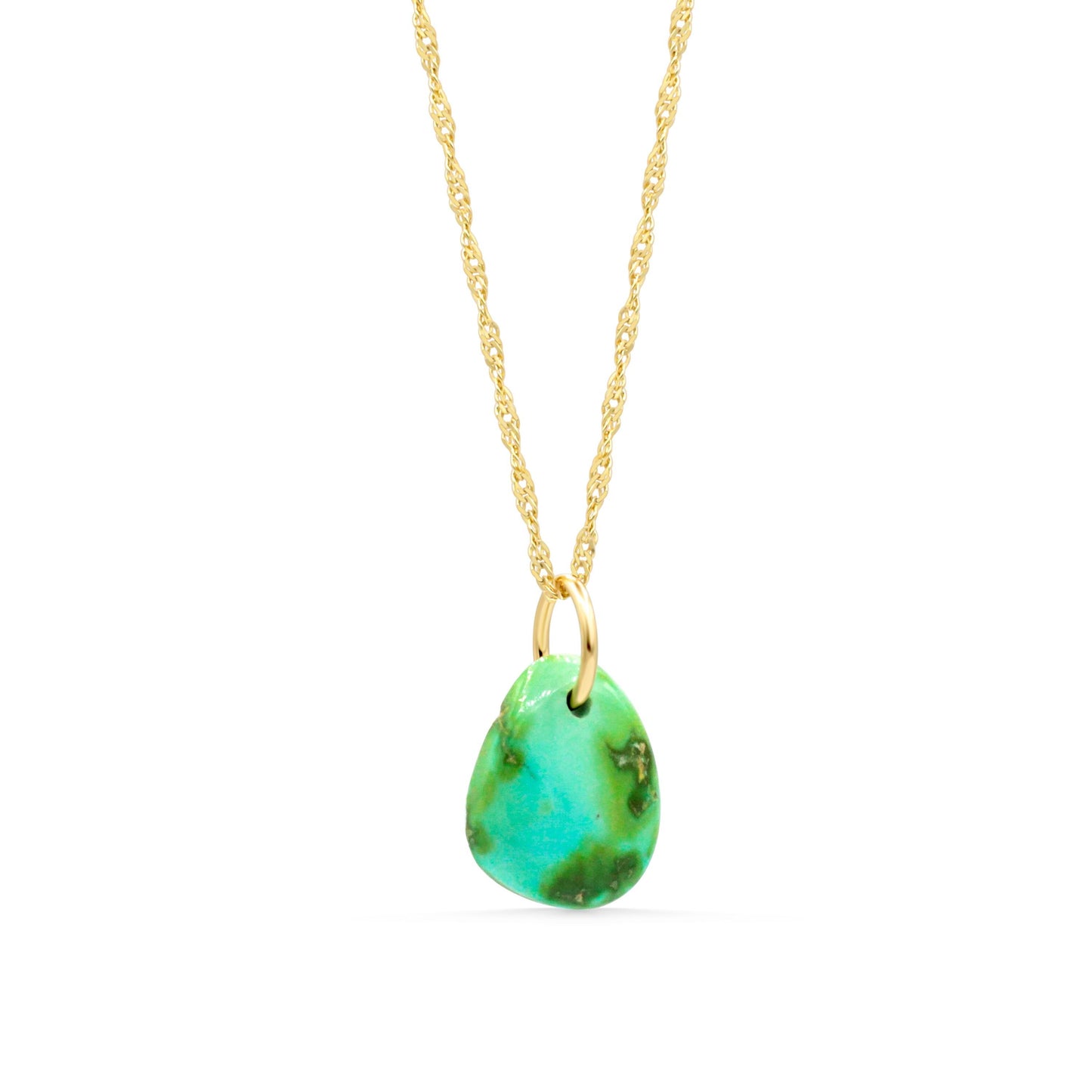 Desert Sky Turquoise Necklace in 14K gold featuring a vibrant turquoise pendant on a delicate chain.