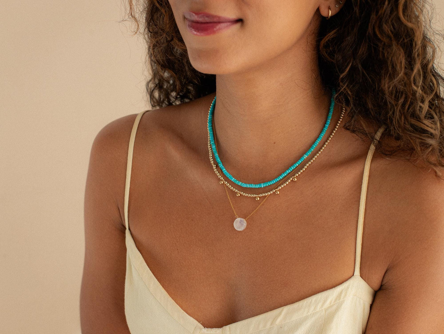 Luminous Evil Eye Moonstone Necklace - 14K gold filled
