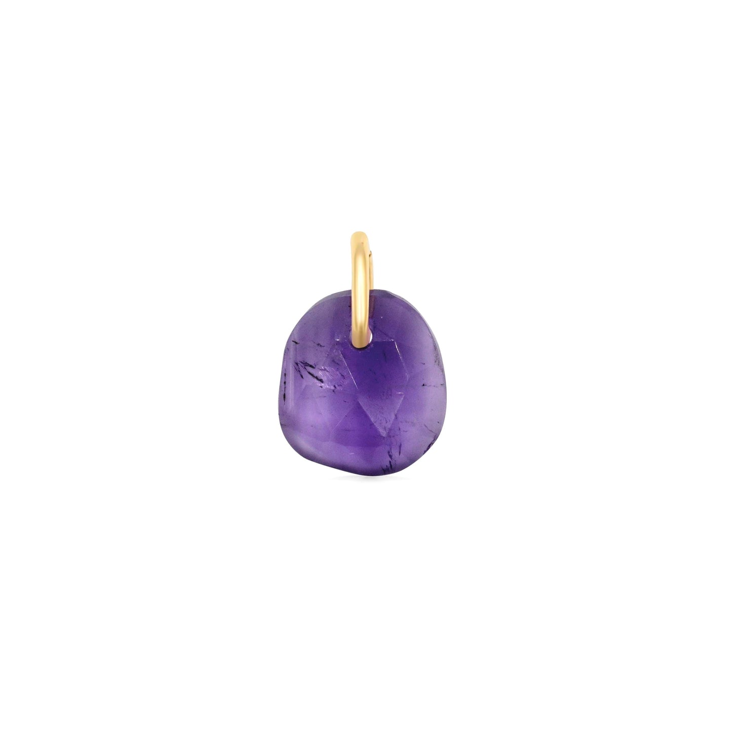 Amethyst pendant in 14K gold setting, showcasing a purple gemstone on a delicate chain, by Earthly Abundance.