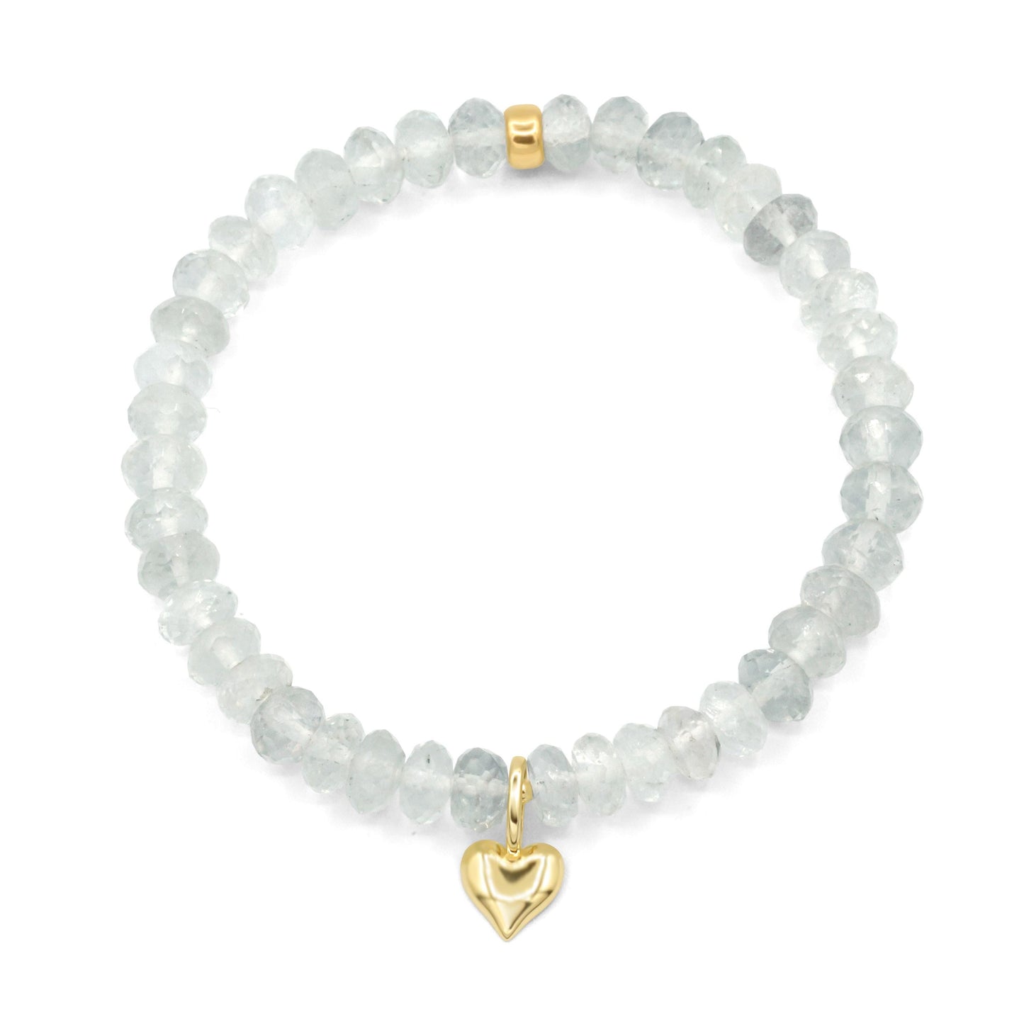 Aqua green amethyst heart-shaped bracelet from Earthly Abundance's Aurelia collection featuring a delicate silver chain.