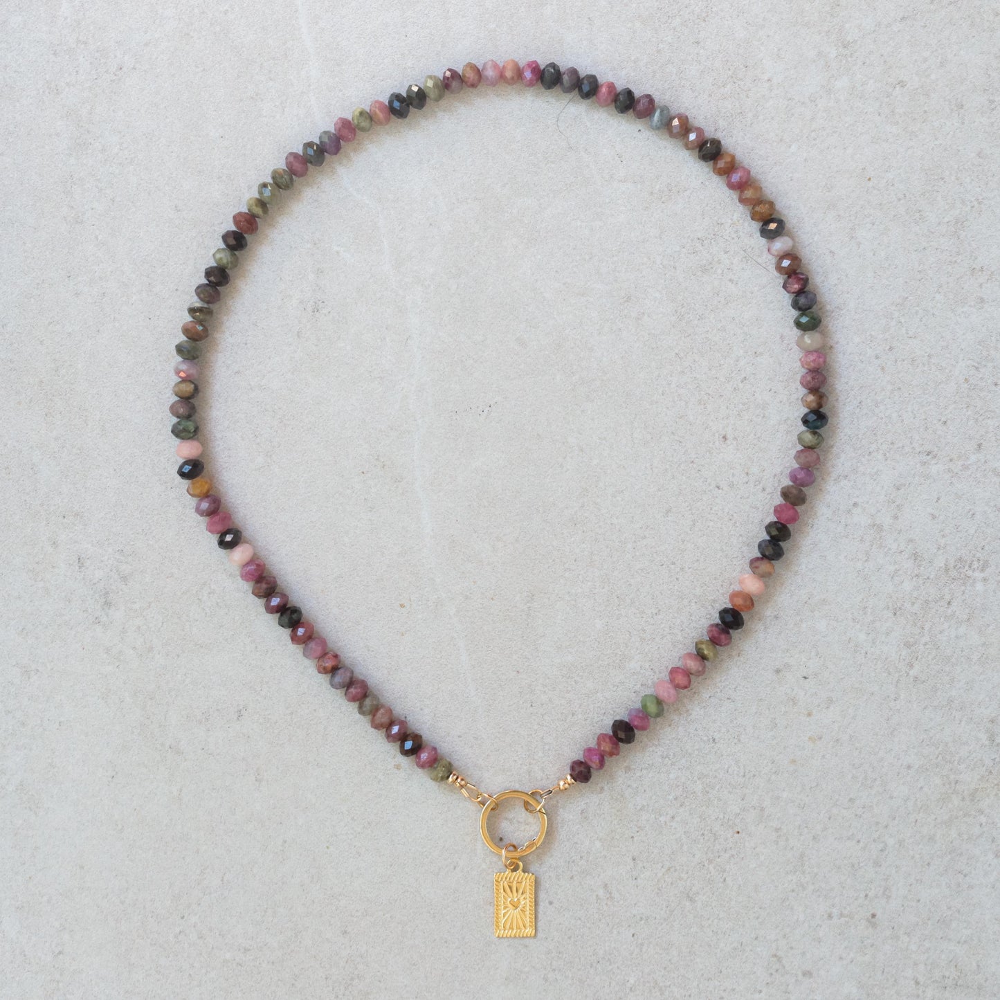 Vibrant Heart Mixed Tourmaline Necklace by Earthly Abundance featuring colorful gemstone beads on a delicate chain.