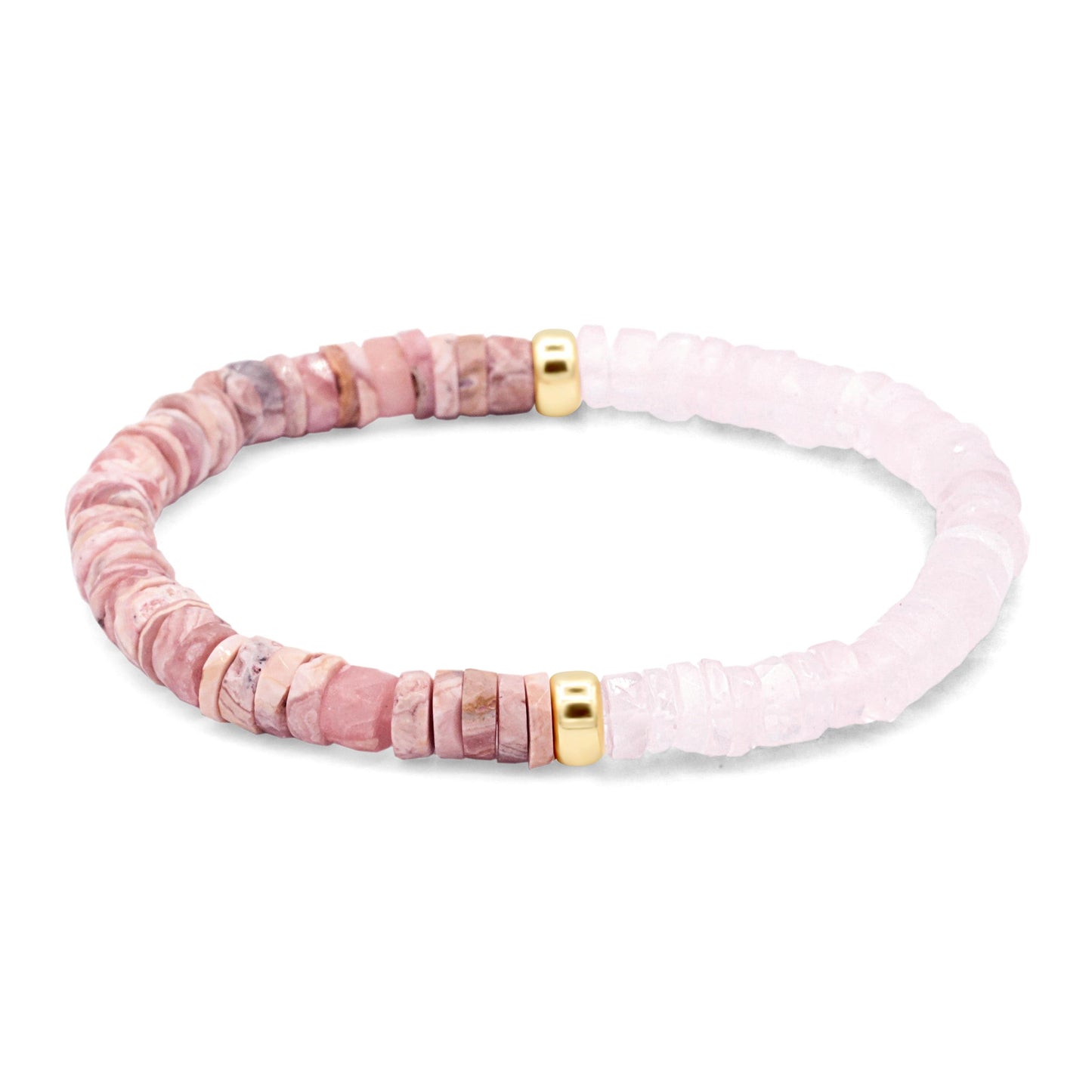 Rhodochrosite Rose Quartz Heishi bracelet