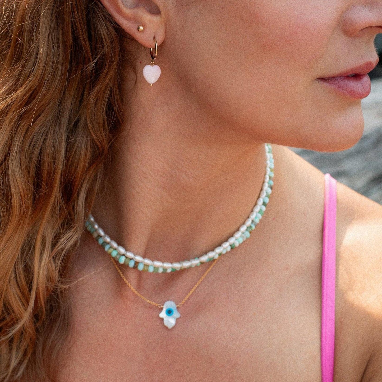 Peruvian Opal Necklace by Earthly Abundance, 14K gold-filled chain with polished opal pendant, elegant and handcrafted jewelry piece.