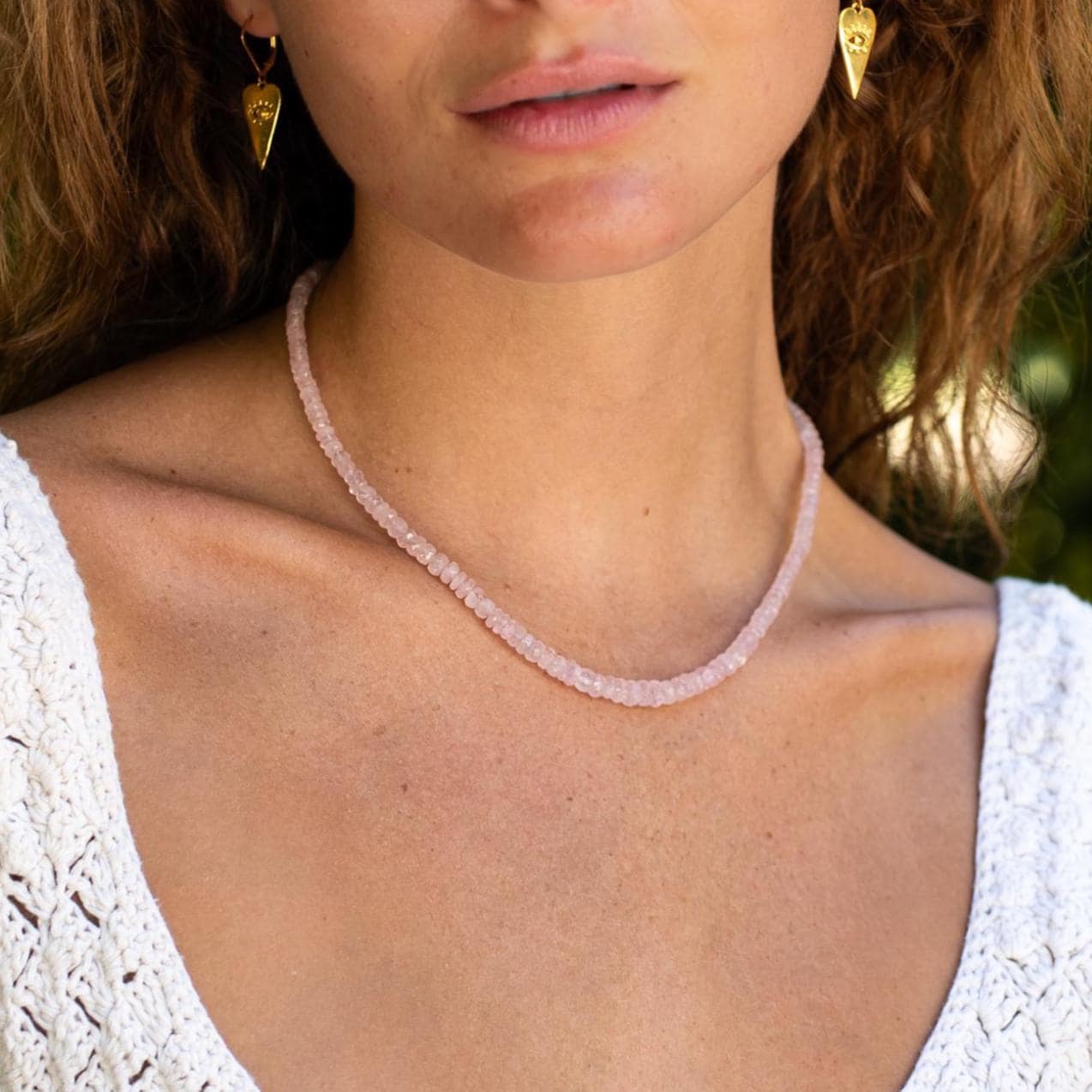 Bubblegum pink Morganite necklace from Earthly Abundance featuring a delicate gemstone pendant on a fine chain.