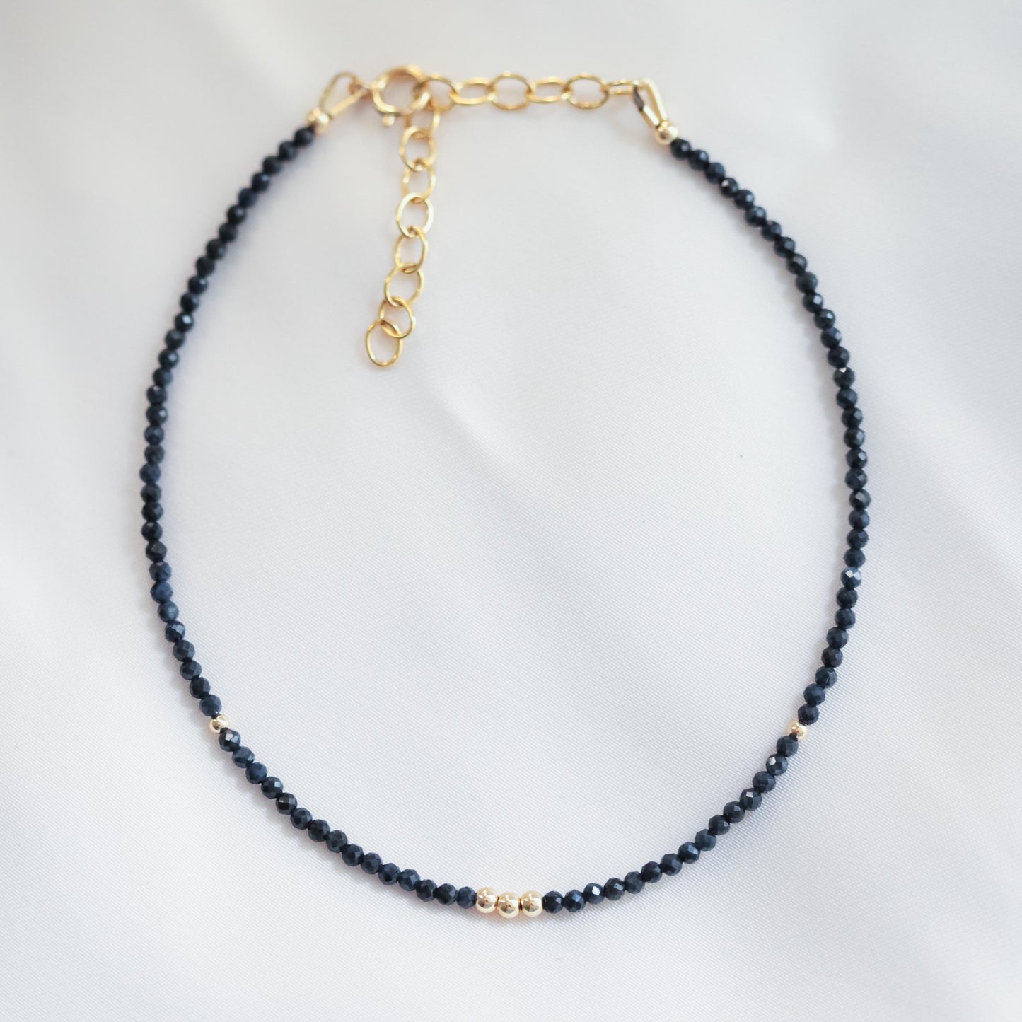 Blue Sapphire Anklet – Dainty Sapphire Anklet in Sterling Silver, Gold Filled or Solid Gold • Minimalist Gemstone Anklet • September