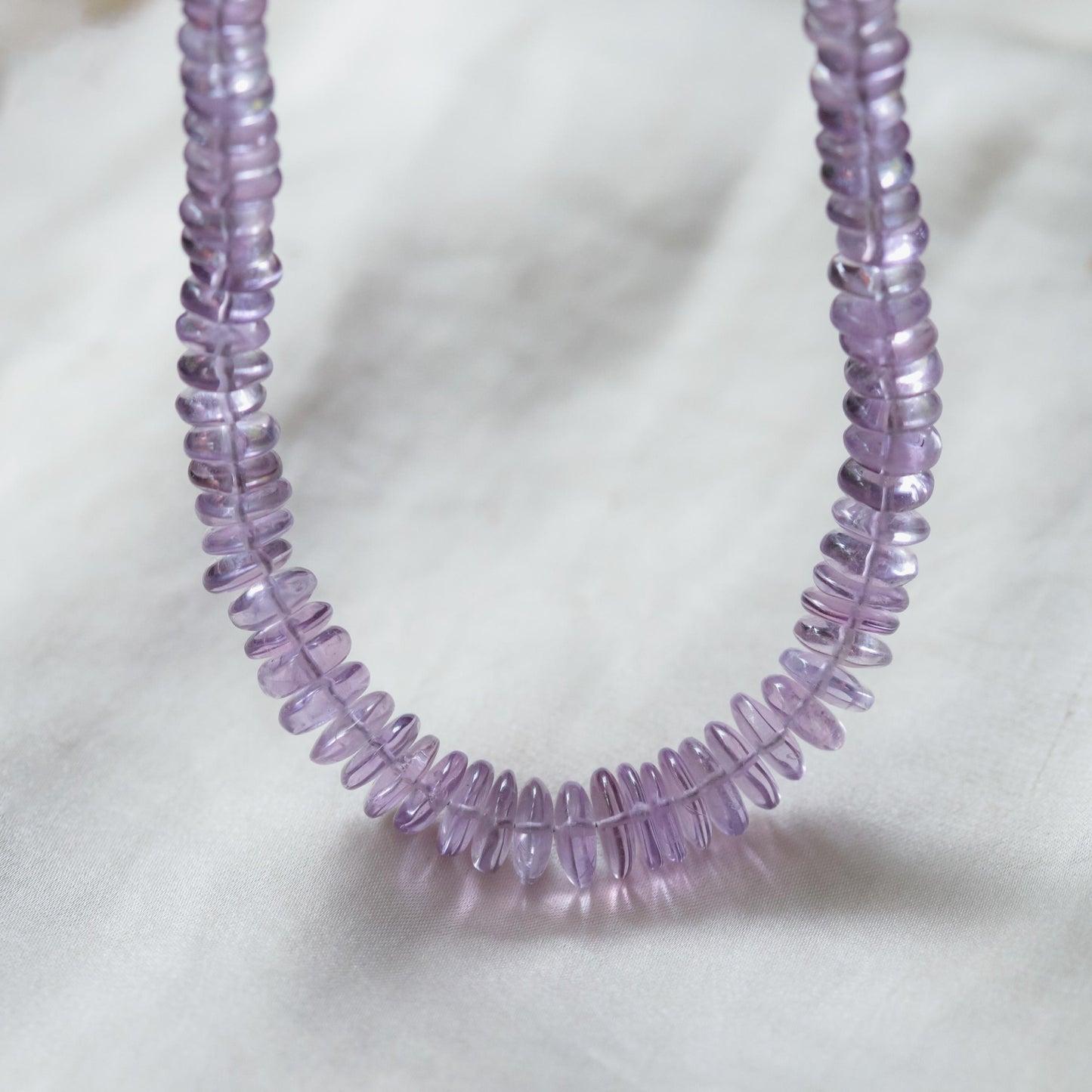Pink Amethyst Gemmy Necklace featuring a large pink amethyst gemstone pendant on a delicate chain by Earthly Abundance.