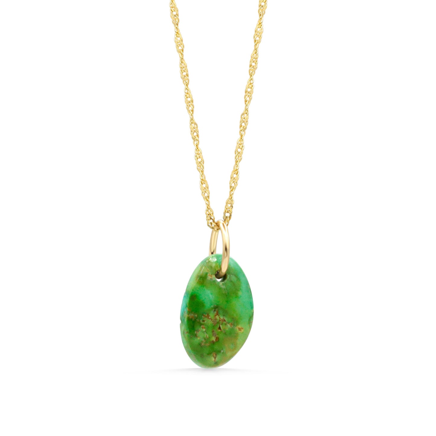 Desert Sky Turquoise Necklace in 14K gold from Earthly Abundance featuring a vibrant turquoise pendant on a delicate chain.