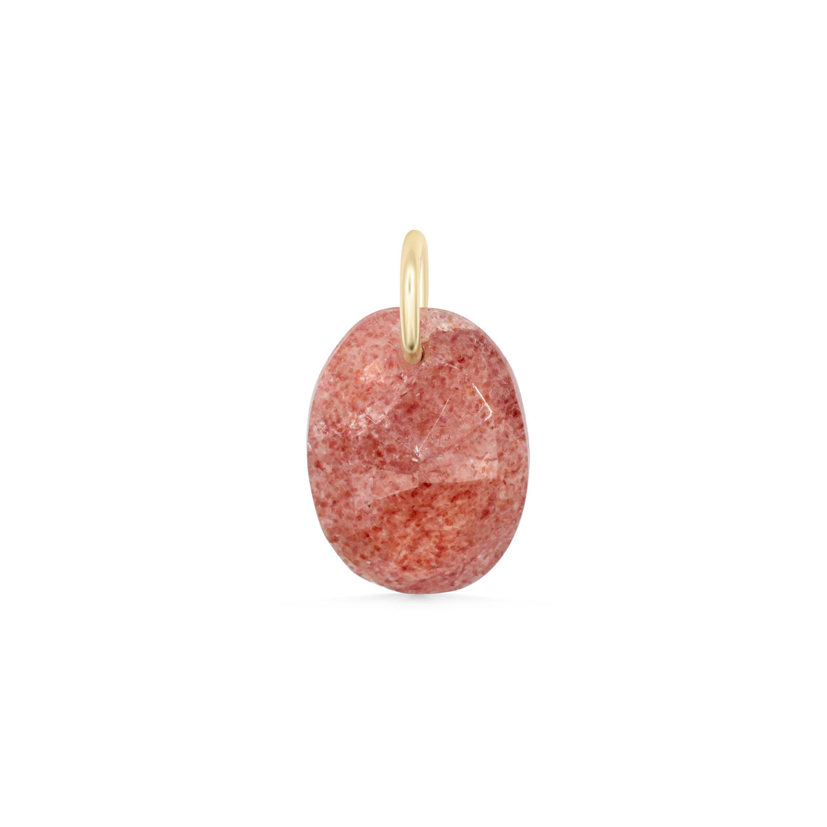 Strawberry Quartz pendant by Earthly Abundance featuring a polished pink gemstone on a silver chain.