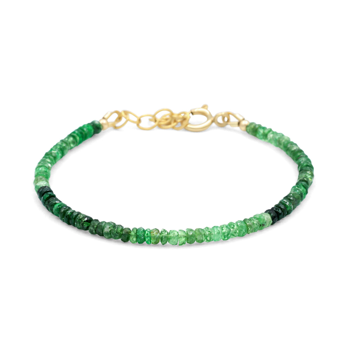 Heart-Activating Tsavorite Ombré bracelet by Earthly Abundance featuring vibrant green tsavorite gemstones in an ombré design.