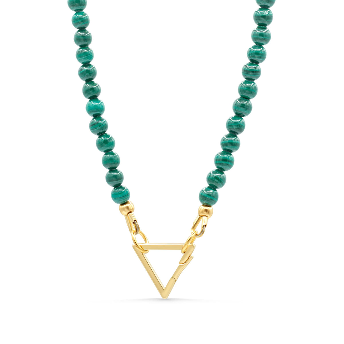 14K Apex Carabiner Necklace by Earthly Abundance featuring a sleek metal carabiner pendant on a delicate chain.