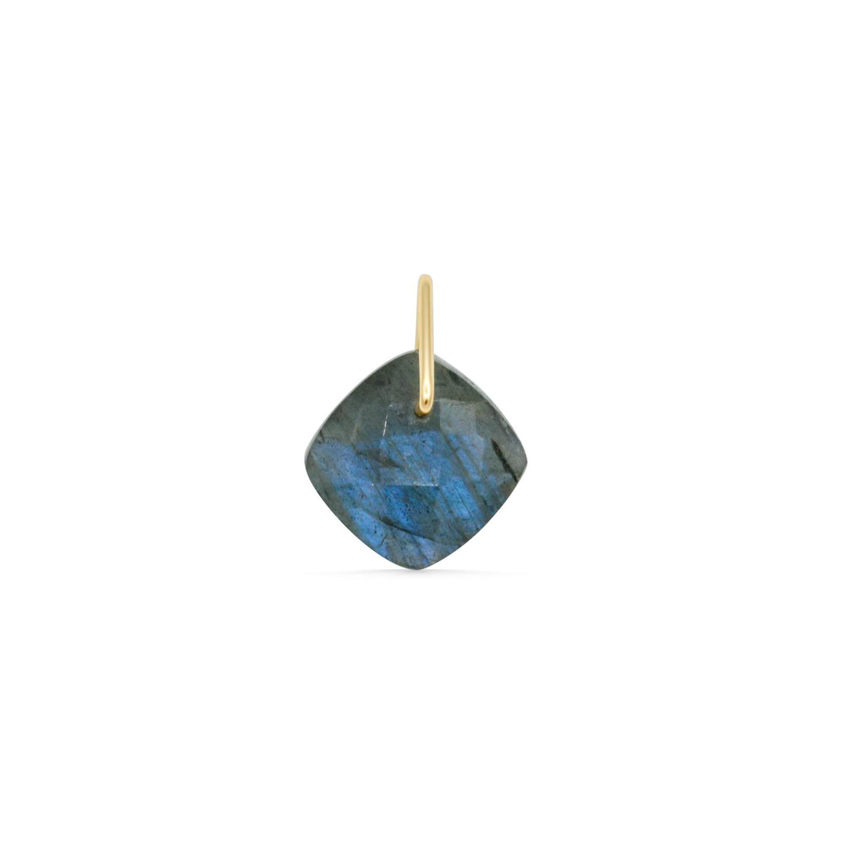 Faceted Labradorite pendant from Earthly Abundance featuring a shimmering, iridescent stone on a silver chain.